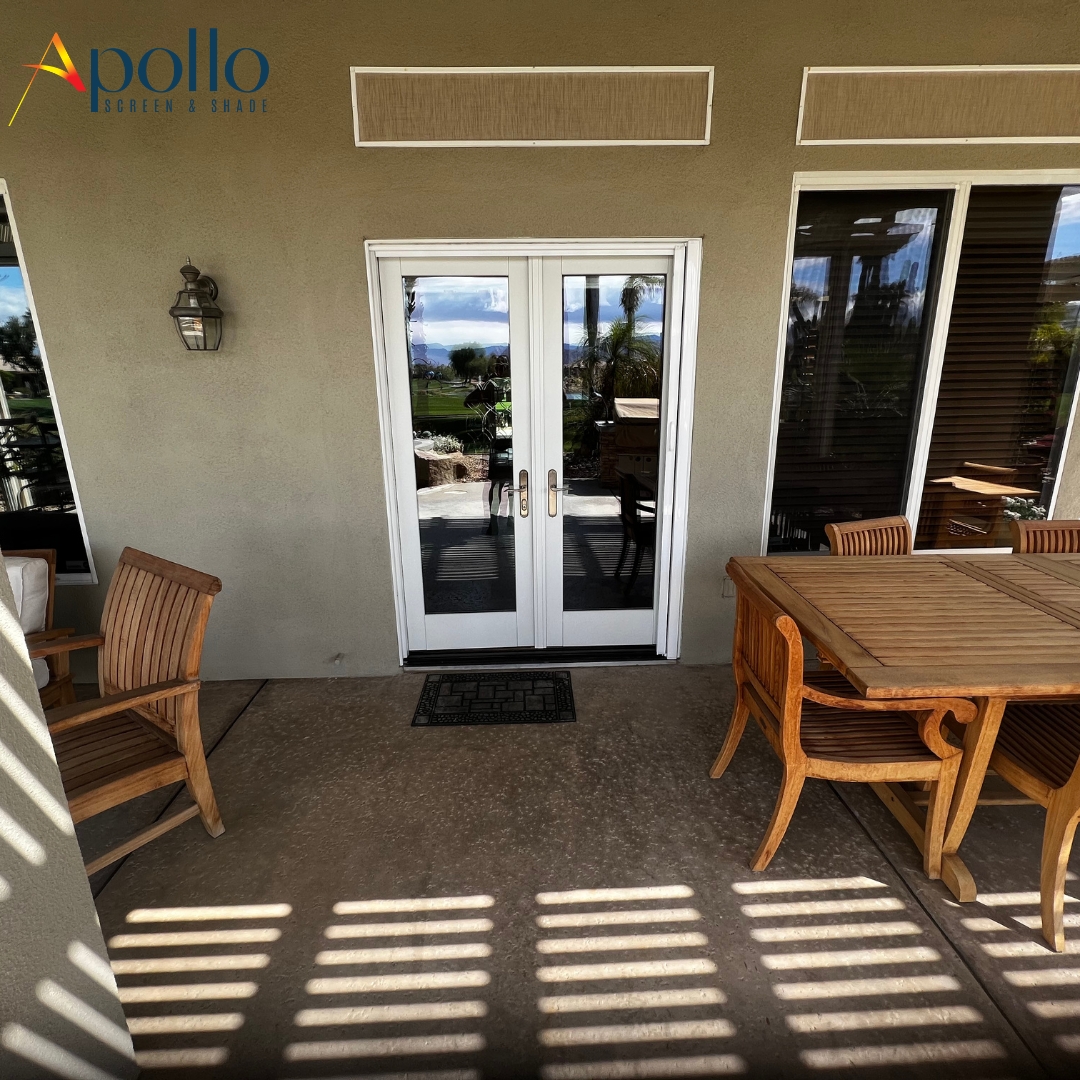 Palm Breeze White Retractable Screen Outside View.